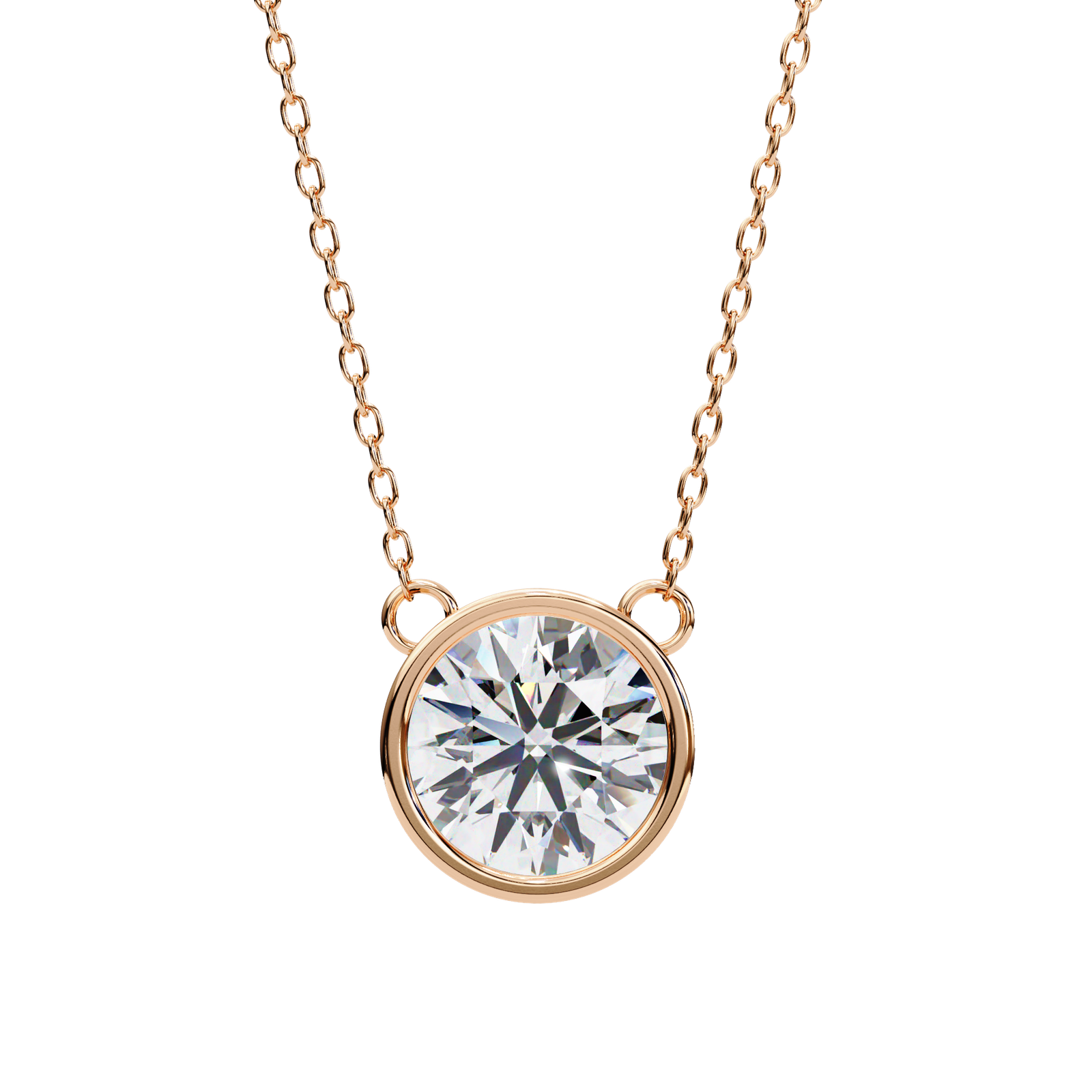 Round Solitaire Bezel Pendant(with chain)
