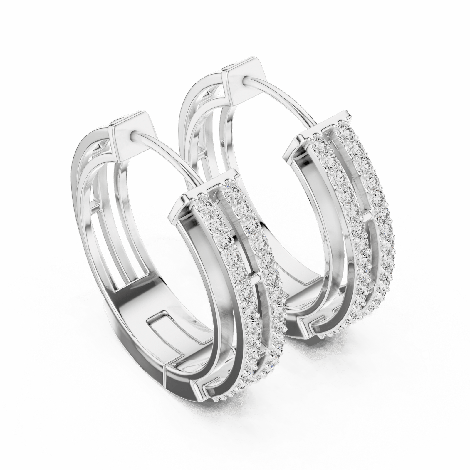 1.5 Carat Track Hoop Lab Diamond Earrings - Lab Grown Diamond - Clawset Jewelry