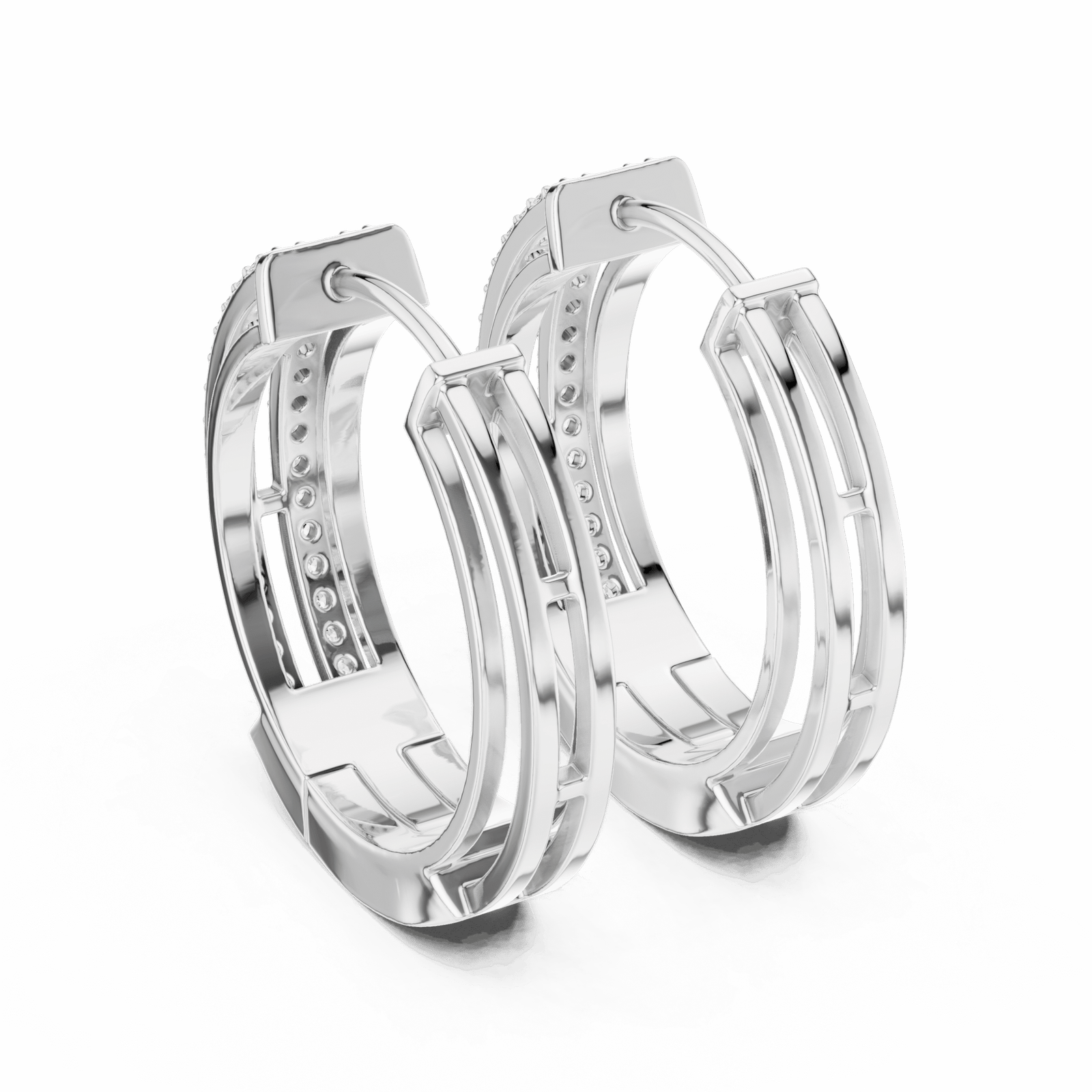 2 Carat Track Hoop Lab Diamond Earrings - Lab Grown Diamond - Clawset Jewelry
