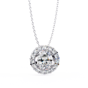 Oval Halo Solitaire Pendant