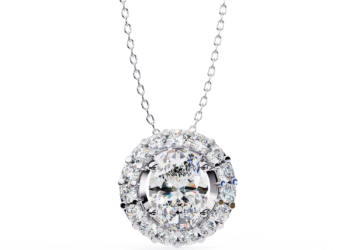 Oval Halo Solitaire Pendant