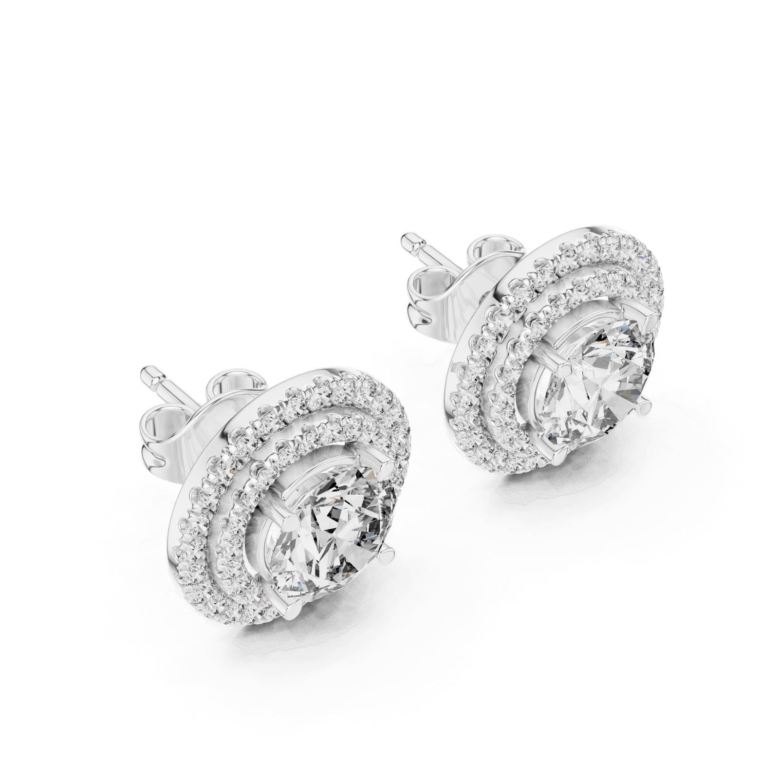 1.5 Carat Dual Halo Lab Diamond Earrings - Lab Grown Diamond - Clawset Jewelry