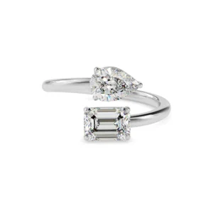 1 Carat TOI ET MOI ( Pear + Emerald ) - Lab Grown Diamond - Clawset Jewelry