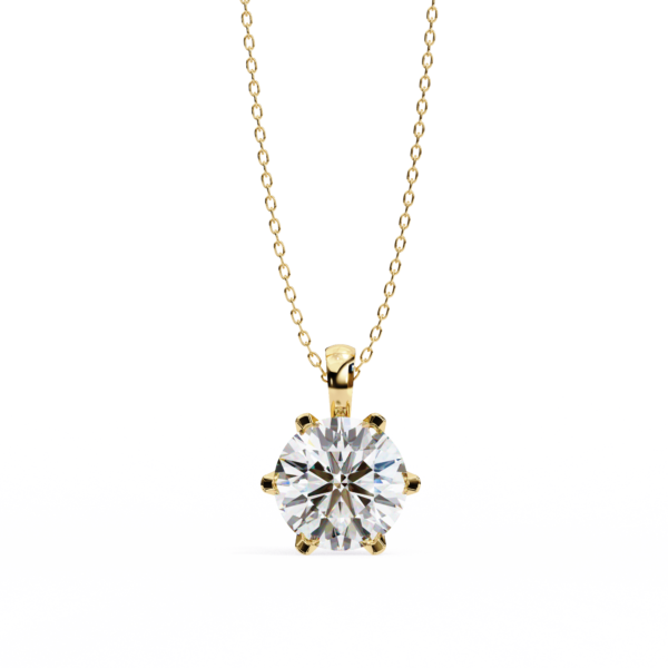 Round Solitaire 6 Prong Pendant