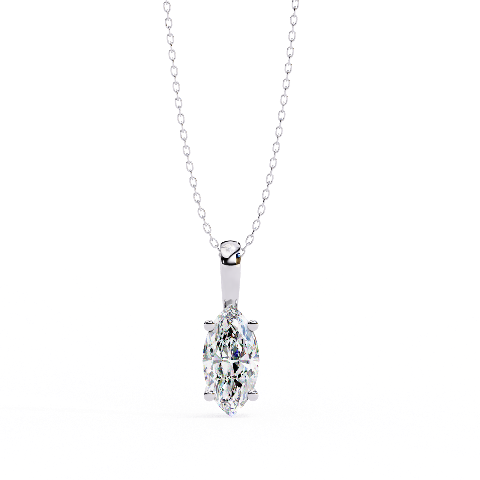 Silver Marquise Diamond Pendant