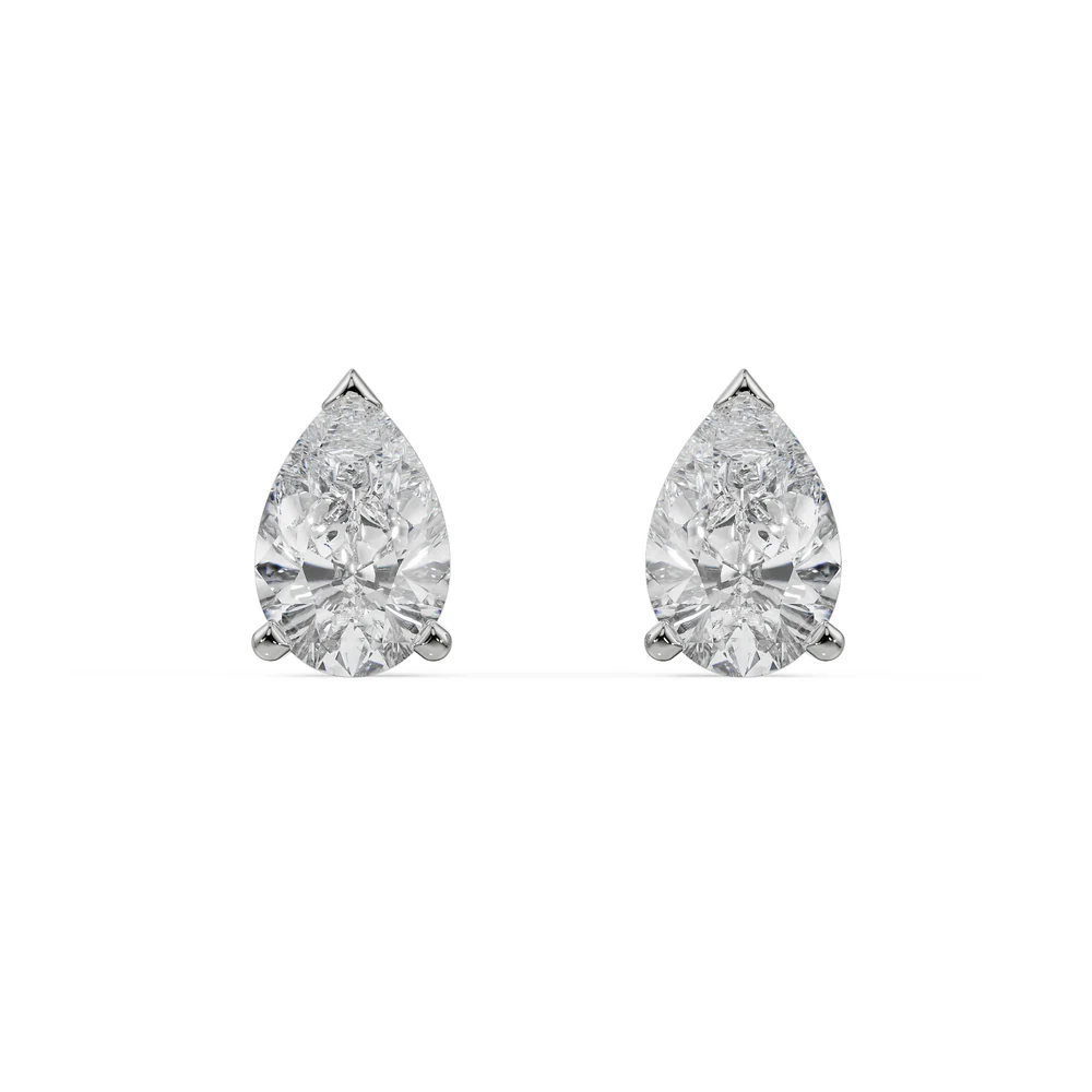 Silver Pear Diamond Studs