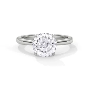 2 Carat Silver Portuguese Cut Diamond Ring - Lab Grown Diamond - Clawset Jewelry