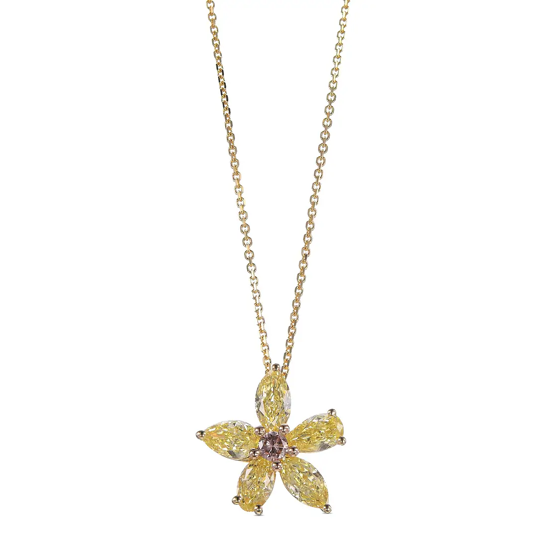 Intense Pink and Yellow Flower Pendant (with chain)