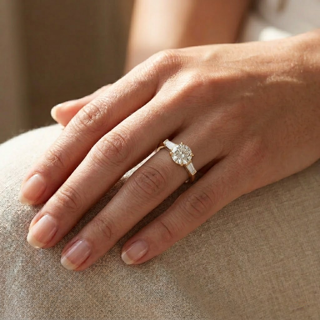 three diamonds round ring
