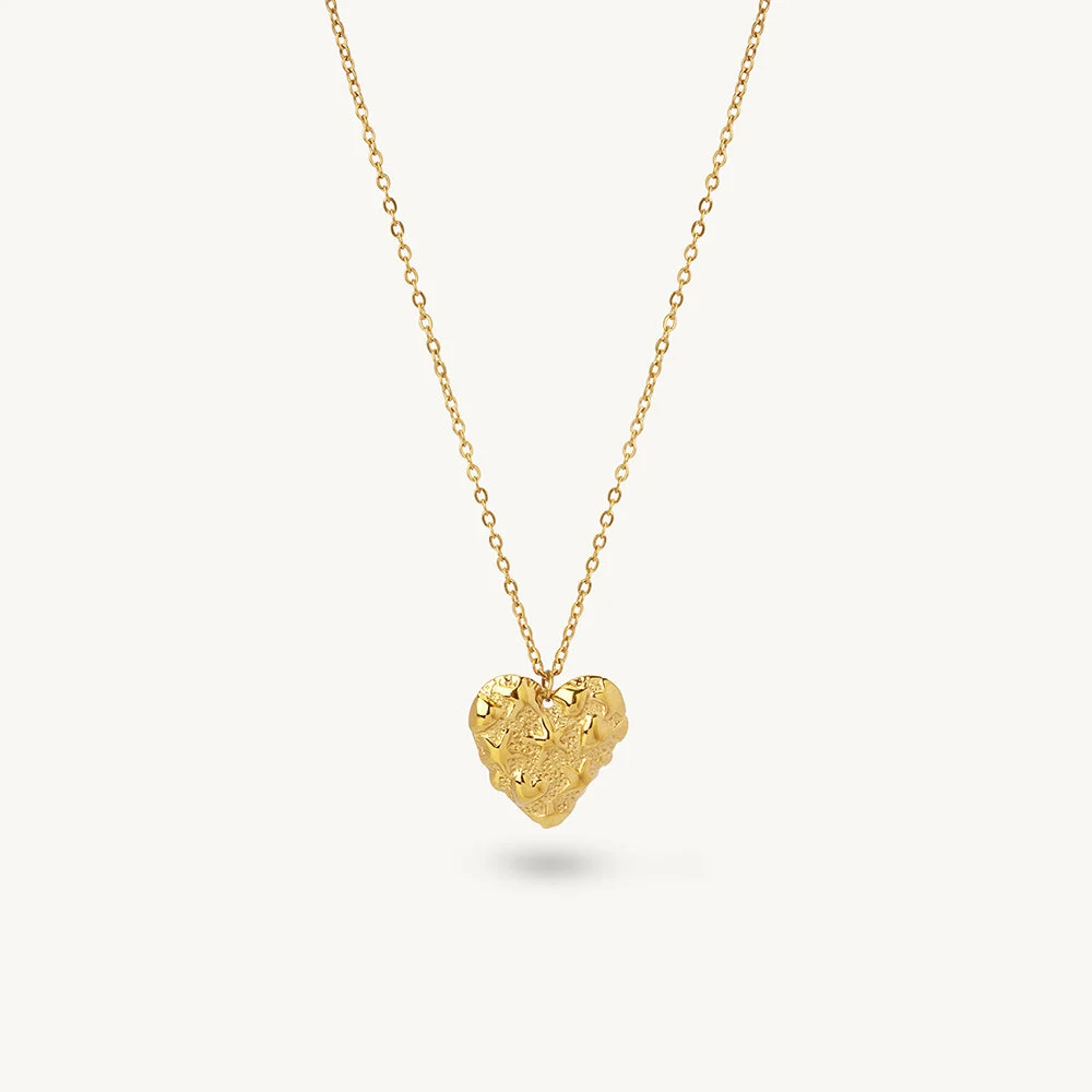 Elegant Textured Heart Necklace