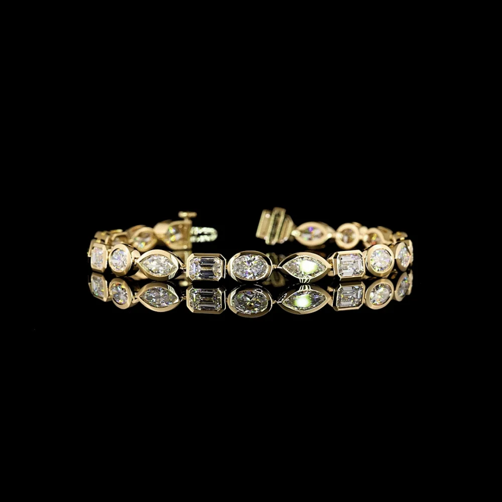 Zelda 11ctw Bezel East West Oval & Emerald Tennis Bracelet